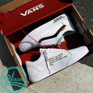 vans old skool off white and red